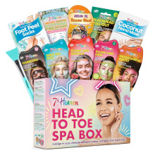 7th Heaven Head to Toe Spa Gift Set (Includes Hair and Peel Off Face Masks, Blackhead Strips, Undereye Gels and a Spatula) - Genuine Face Masks