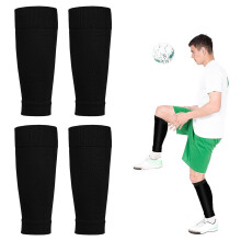 2 Pair Football Sock Sleeves, Football Sleeve Socks, Soccer Shin Guards, Eam Leg Sock for Games, Beginner Teenagers Adults(Black)
