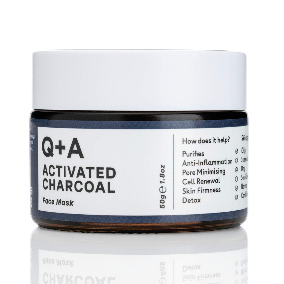 Q+A Activated Charcoal Mask. A Detoxifying Charcoal Cosmetic Mask To Cleanse And Purify Skin. 50G/1.8Oz