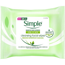 Simple Kind to Skin - Facial Wipes for sensitive skin with Glycerin, Vitamin E,and Vitamin B5 -25 Count (Pack of 6)