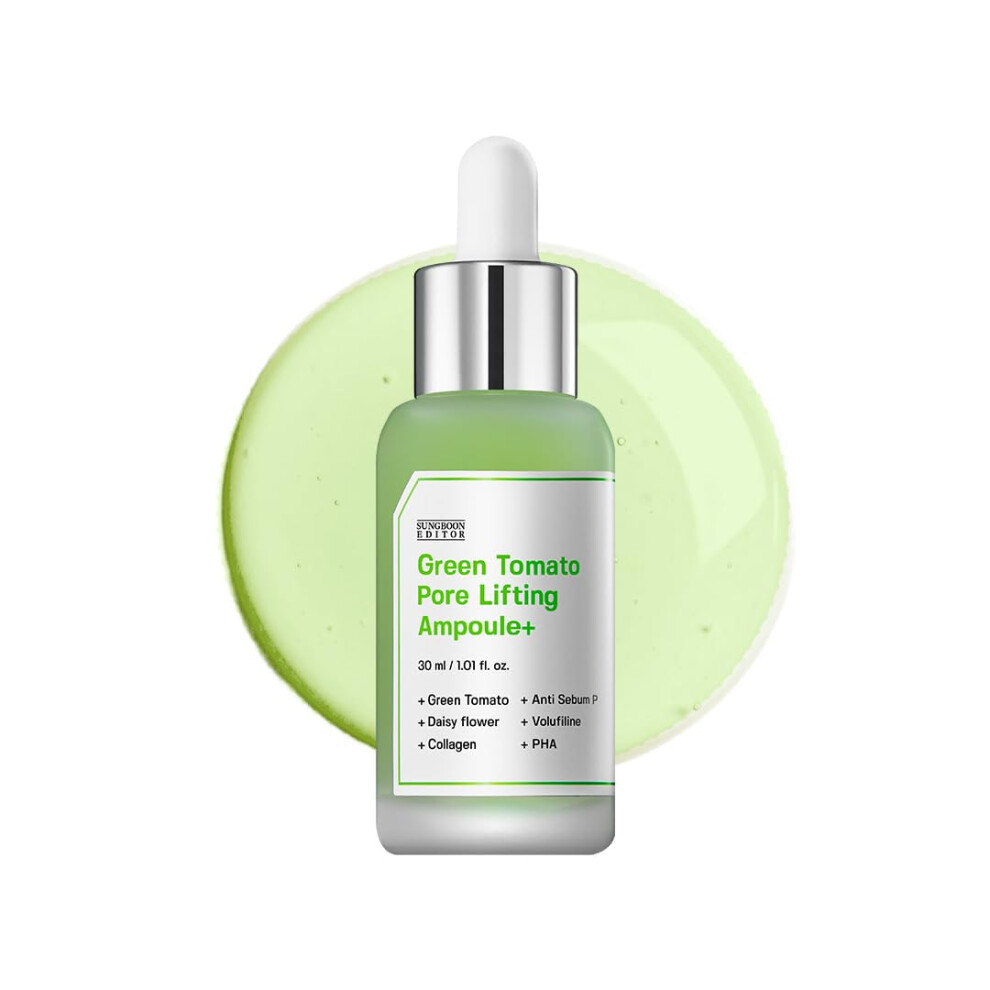 Sungboon Editor Green Tomato Pore Minimizing Ampoule | Pore Minimizer Serum With Niacinamide & Tomato Extract | Hydrating & Firming Care For