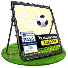 Happy Jump Football Rebounder Net 1x1m ? Adjustable Angles, Honeycomb Net Structure, Improves Skills & Reaction, Ideal for Beginners & Advanced