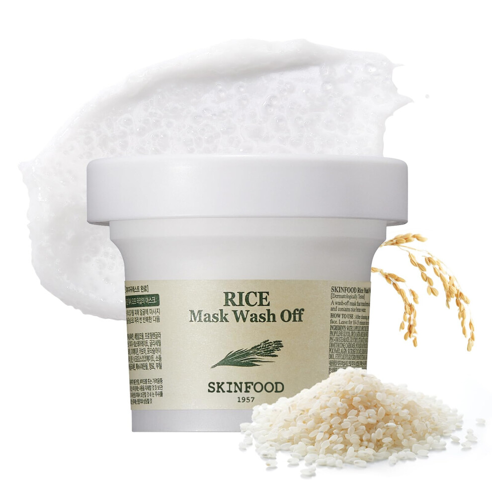 Skinfood 1957 White Skinfood Mask Rice 120G - Rice Exfoliating Scrub Wash Off Face Masks For Darken Skin - Facial Cleanser, Pore Exfoliator, Brighten And Soften