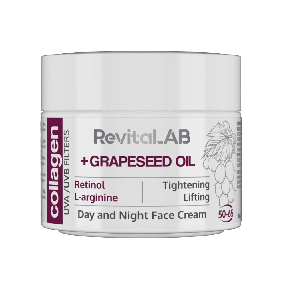 Revitalab Day And Night Collagen Anti-Ageing Moisturiser, Enriched With Hyaluronic Acid, L-Arginine, Retinol, Grapeseed Oil And A Uva/Uvb Filter, For
