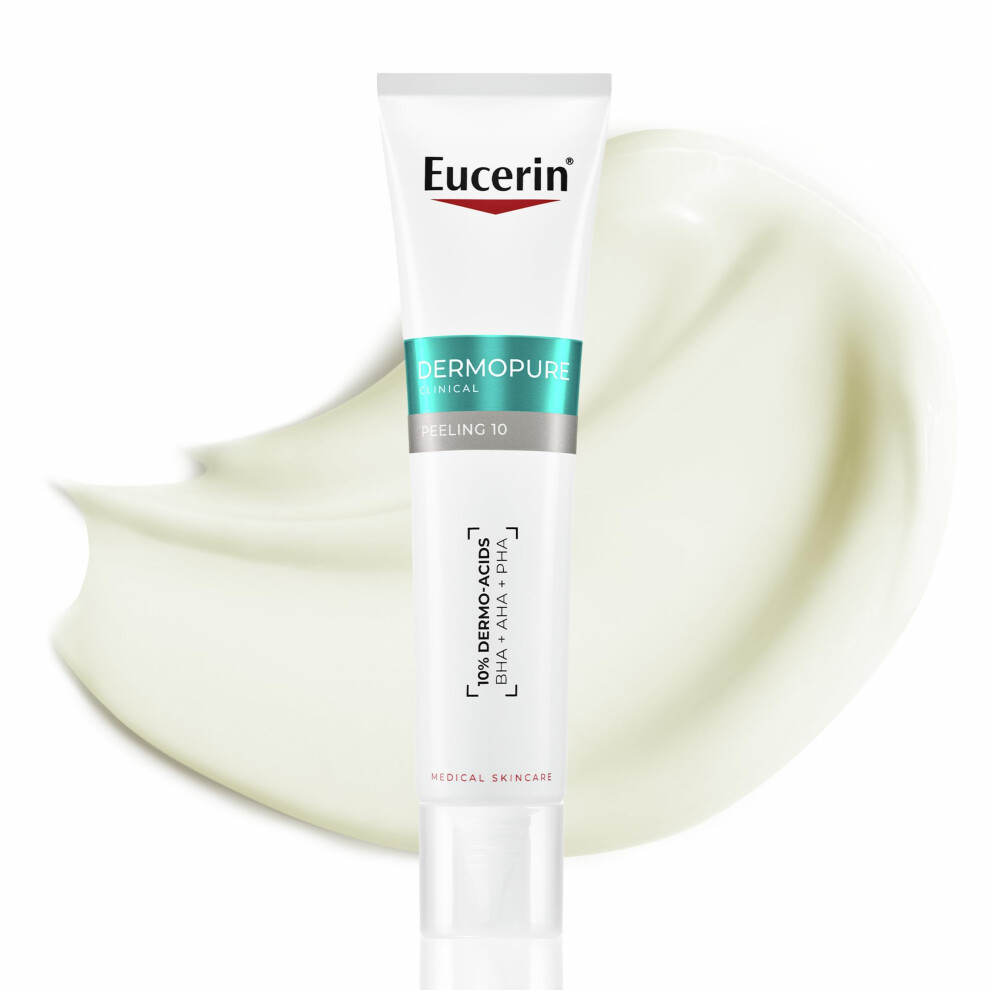 Eucerin Dermopure Clinical Peeling 10 Treatment 40Ml, Renewing Facial Serum With 10% Dermo-Acids And Salicylic Acid, Exfoliating Serum For Oily,