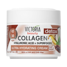 Victoria Beauty Day and Night Anti-Aging Moisturiser with Collagen, Hyaluronic Acid, Super foods, Vitamins and a UVA/UVB Filter for Ages 30 ? 45, Pack