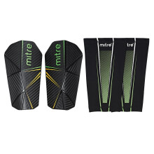 Mitre Delta Football Shin Pads | Extremely Breathable | Lightweight Guard, Black/Green/Yellow, M, Pro