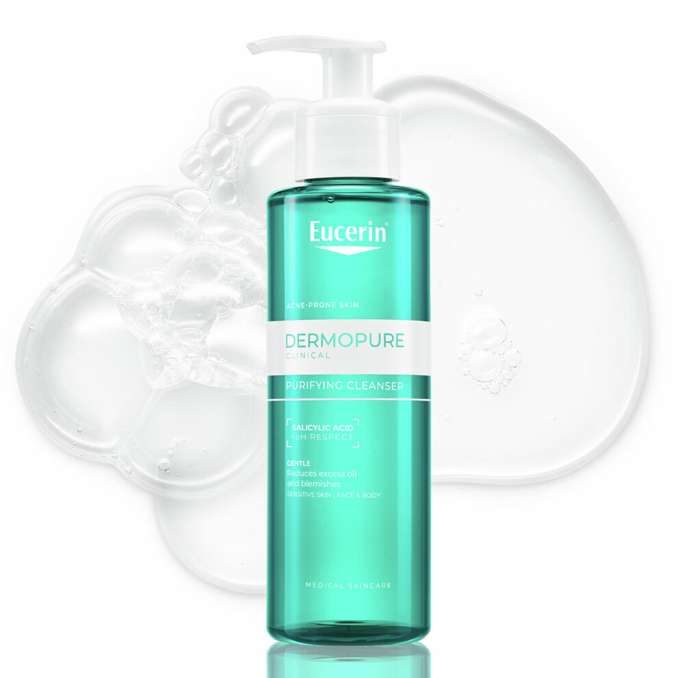 Eucerin Dermopure Clinical Purifying Cleanser 200Ml, Facial Cleanser With Salicylic Acid & Aha/Pha, Cleanser For Sensitive, Oily Skin, Non-Comedogenic