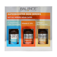 Balance Active Formula Superbooster Skin Heroes Set (2% Hyaluronic & Triple Ceramides, Vitamin C 12% & Collagen & Multi-Peptides Serums) -