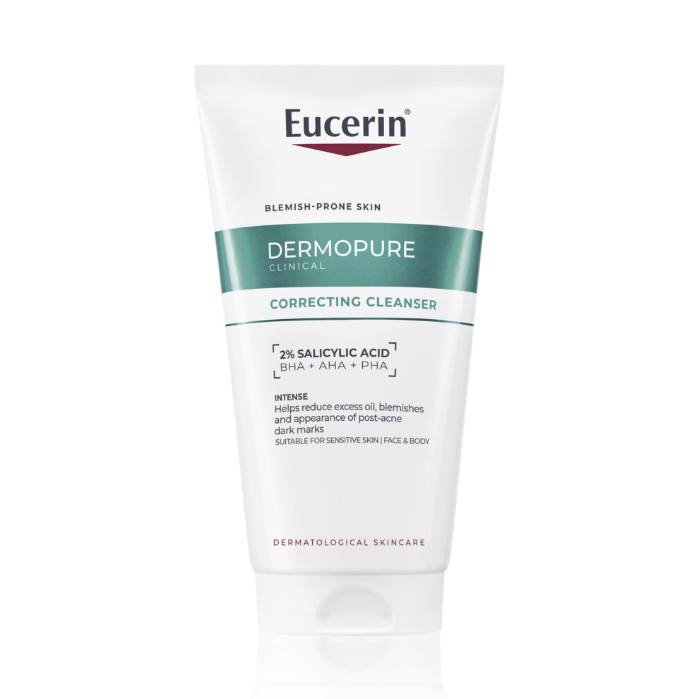 Eucerin Dermopure Clinical Correcting Cleanser 150Ml, Non-Comedogenic Face Wash With 2% Salicylic Acid, Aha & Pha For Oily Skin, Facial Cleanser For