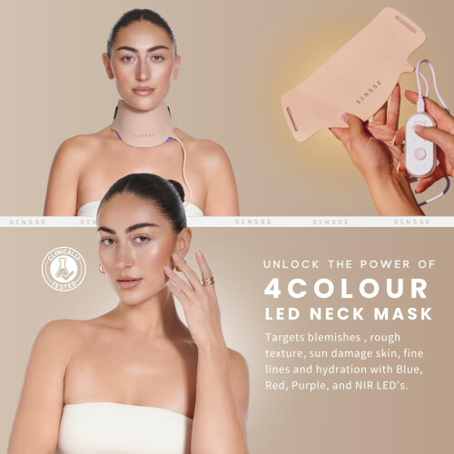 SENSSE Silhouette LED Neck Mask | Super soft, flexible silicone | 4 pre-programmed colour treatment modes 1