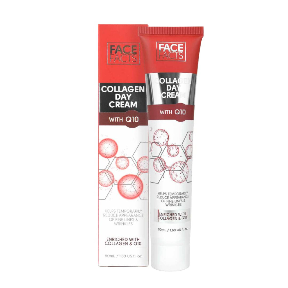 Face Facts Cream Collagen & Q10 Day | Collagen + Ubiquinone (Q10) |Soften + Smooth | Temporarily Reduce The Appearance Of Fine Lines | 50Ml