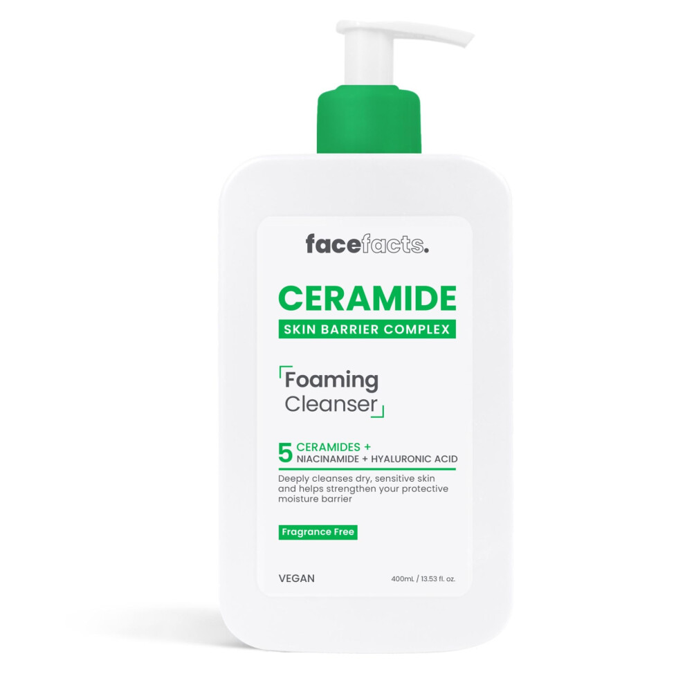 Face Facts Ceramide Foaming Cleanser; Deep Cleanses, Strengthens, 5 Ceramides Plus Niacinamide, Moisture Locking Hyaluronic Acid; Helps Strengthen