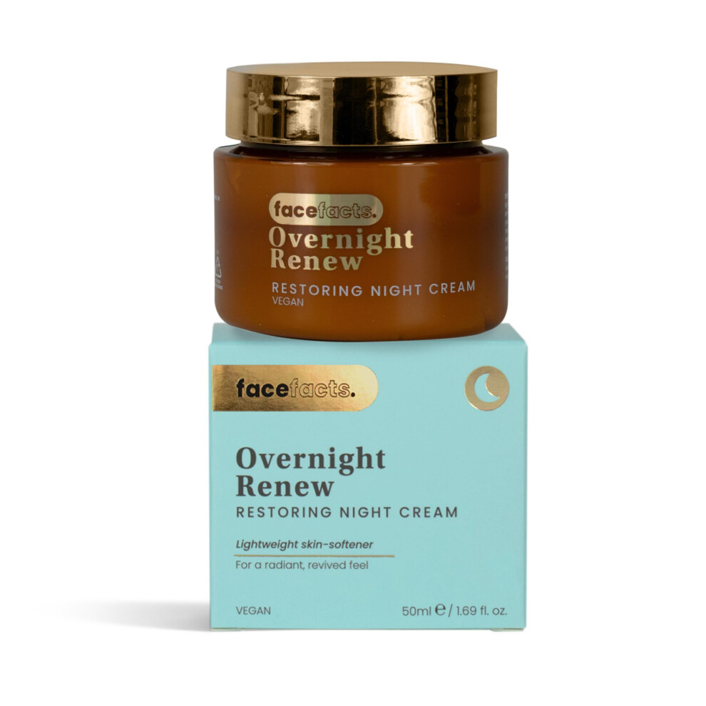 Face Facts Overnight Renew - Restoring Night Cream. Luminating Blueberry And Acia Berry With Aloe Vera And Anti-Ageing Centella Asiatica, Smooth,