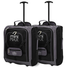 MiniMax Kids Travel Carry On Hand Cabin Luggage Suitcase Trolley Backpack Bag with 2 Wheels with Front Pocket for Toys/Dolls/Teddy Bears, Set of 2,