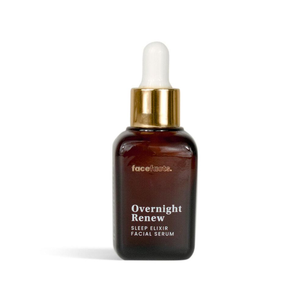 Face Facts Overnight Renew Sleep Elixir Facial Serum With Collagen, Ceramides, Q10 And Hyaluronic Acid, Vegan, 30Ml