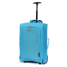 5 Cities 21"/55cm Black Carry On Lightweight Cabin Approved Trolley Bag Hand Luggage (Blue)