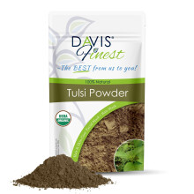 Davis Finest Organic Tulsi Holy Basil, Pure & Natural Leaves Powder 100g, Hair & Skin Care, Ayurvedic, Skin Tightening, Facial Mask, Itchy Scalp,