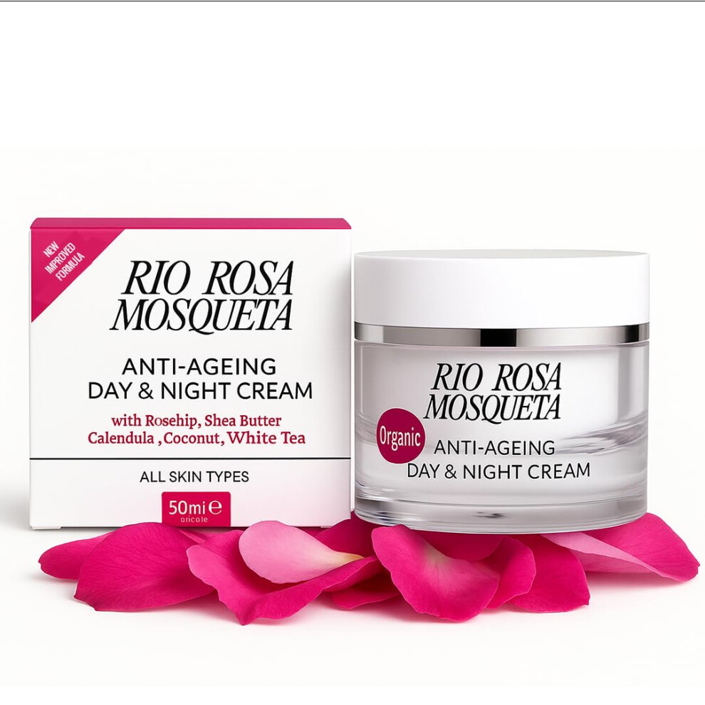 Rio Rosa Mosqueta Cream/Red Face - Moisturiser Face Men Women, Day & Night With Rosehip Seed Oil, Shea Butter, Coconut Oil, Aloe Vera, Algae,