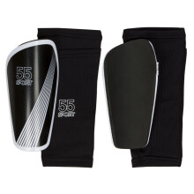 55 Sport Vortex Pro Adult & Junior Protective Football Shin Guards with Compression Sleeve - Black - L