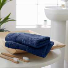 Catherine Lansfield Anti Bacterial Soft & Absorbent Cotton Face Cloth Pair Navy Blue
