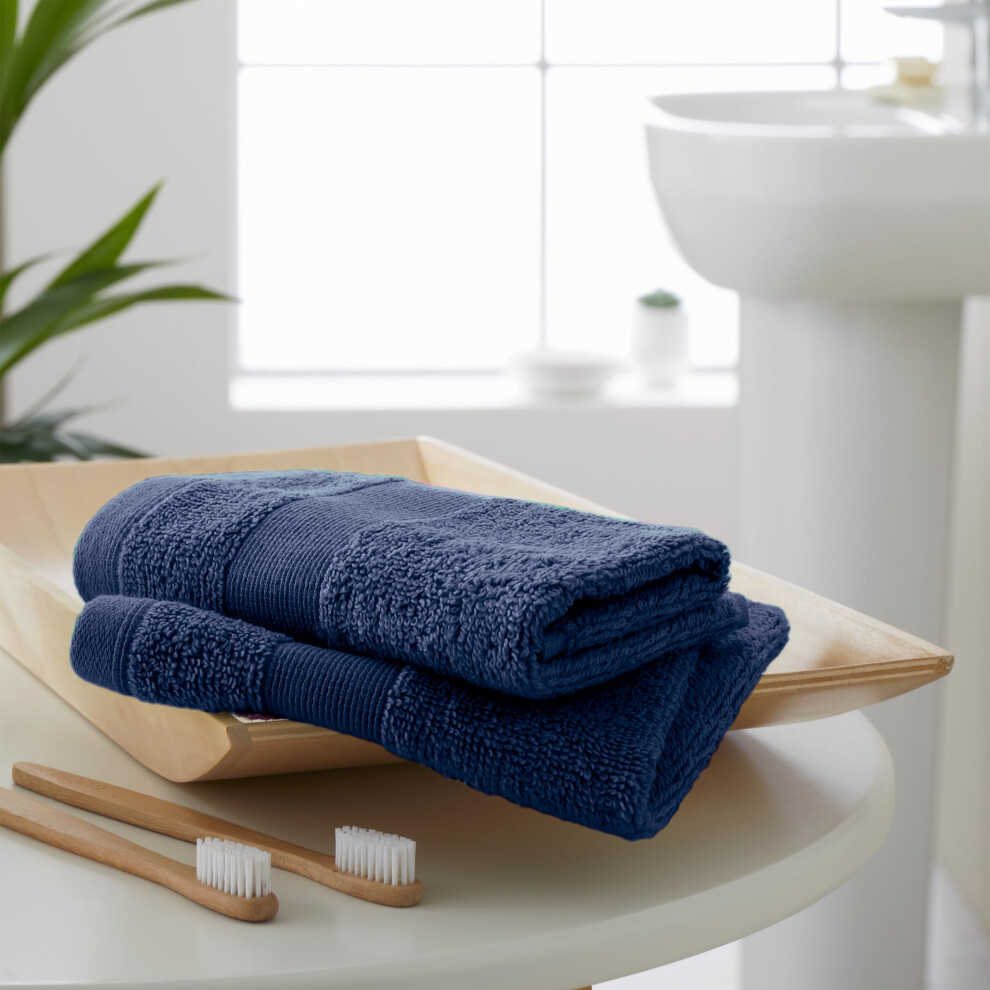 Catherine Lansfield Anti Bacterial Soft & Absorbent Cotton Face Cloth Pair Navy Blue - Image 7