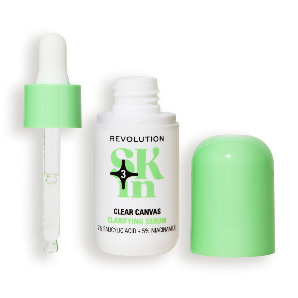Revolution Skincare London Revolution Skin, Clear Canvas 5% Niacinamide & 2% Salicylic Acid Clarifying Serum, Face Serum, Helps Blemishes, Vegan & Cruelty-Free, 30Ml