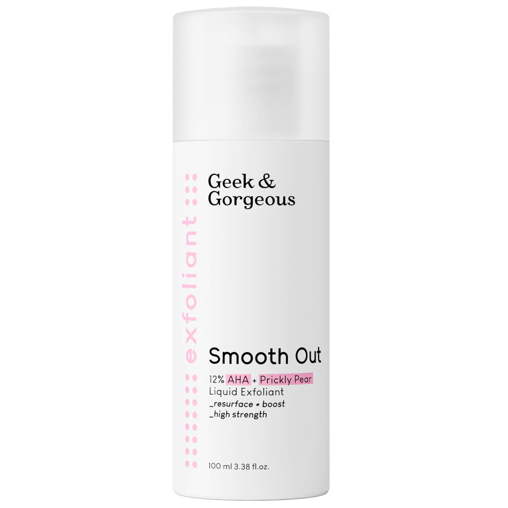 Geek & Gorgeous Smooth Out 12% Aha + Cactus Liquid - Liquid Exfoliant, Gives Healthier & Younger-Looking Skin - All Skin Types, 100Ml