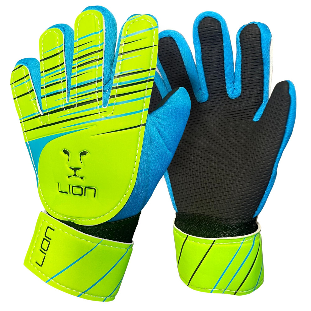 Photos - Goalkeeper Gloves LION SPORTSWEAR Football For Kids - Boys & Girls - With Embossed Latex Palms For Grip - Size 6 (under 9-12