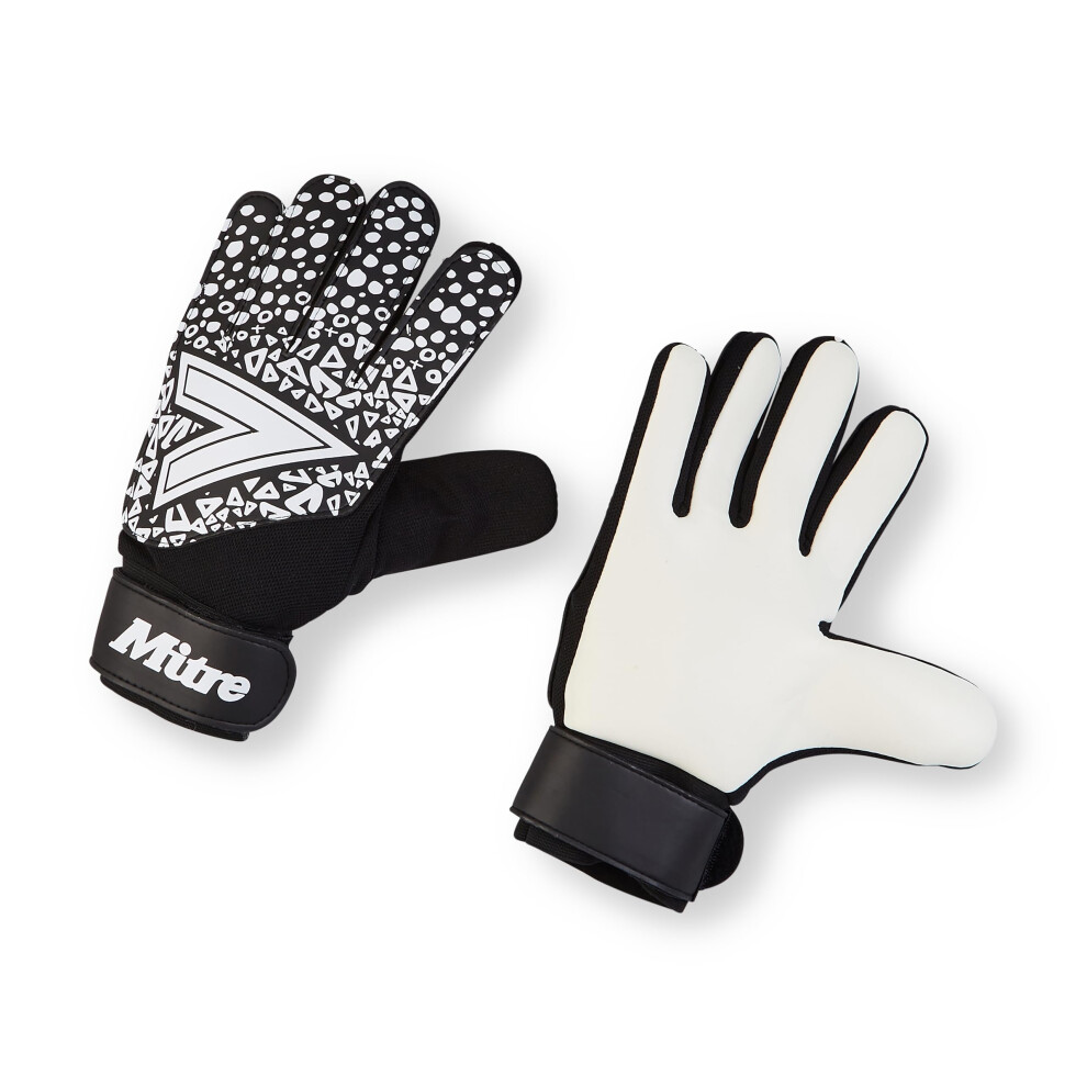 Mitre Magnetite Junior Goalkeeper Gloves | Be Football Match Ready | Extra Comfort, Black/White, Size 4 - Image 4