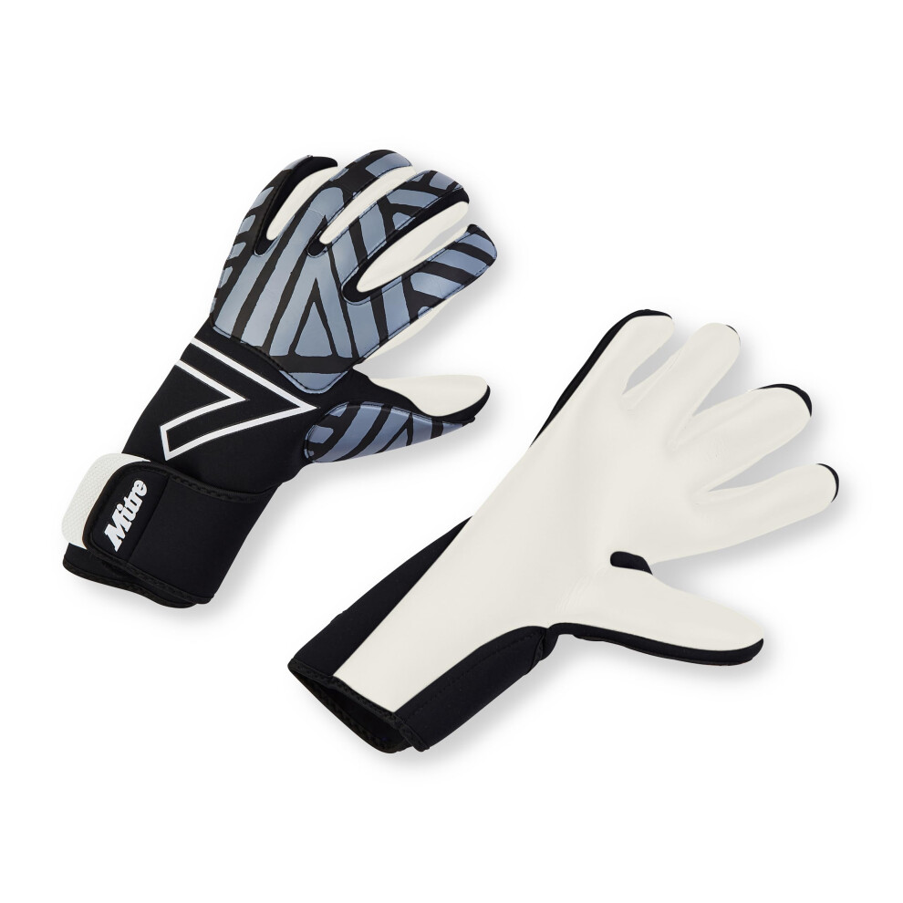 Mitre Impel Junior Goalkeeper Gloves | Shock Absorption | Extra Grip, Black/Grey, Size 5