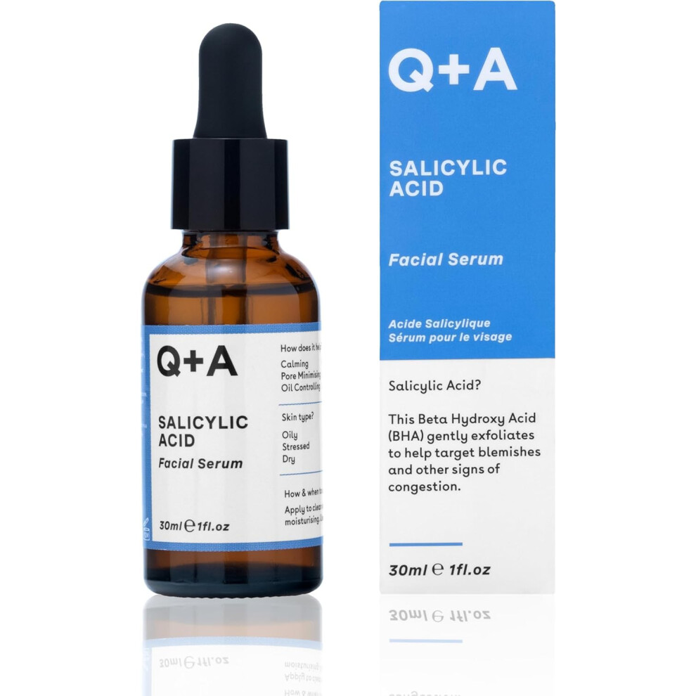 Q+A Salicylic Acid Serum (30Ml), Exfoliating, Pore-Minimising And Oil-Controlling Face Serum For Blemish-Prone Skin, Skincare With Salicylic Acid,