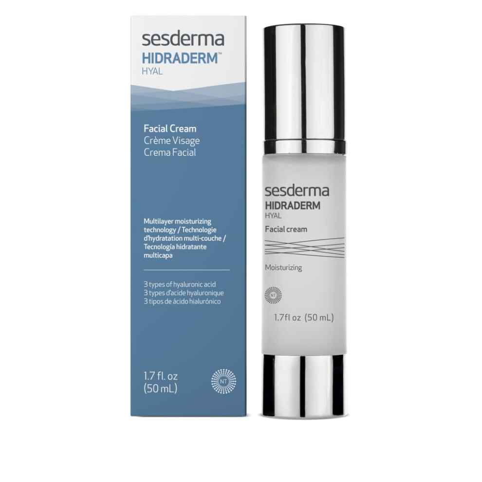 Sesderma Cream | Hidraderm Hyal Moisturizing | Facial Moisturiser | 3 Types Of Hyaluronic Acid | Maximum Hydration | Fast Absorbing Misturiser | 50 Ml
