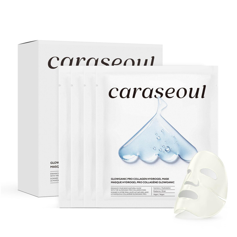Caraseoul Glow Pro Collagen Face Mask, Hydrogel Korean Face Mask With Niacinamide & Adenosin, Radiance Boost, Hydrating Overnight Sleep Mask, Vegan,