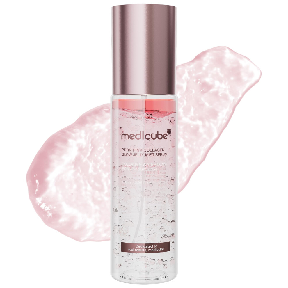 Medicube Pink Pdrn Collagen Glow Jelly Mist Serum | 2-In-1 Lightweight Daily Face Mist & Serum | Moisturizing & Firming With Collagen Water & Pdrn |