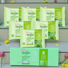 Simple Kind to Skin Biodegradable Cleansing Wipes ? 6 Packs (6 x 25 Wipes) Removes Waterproof Makeup For Sensitive Skin
