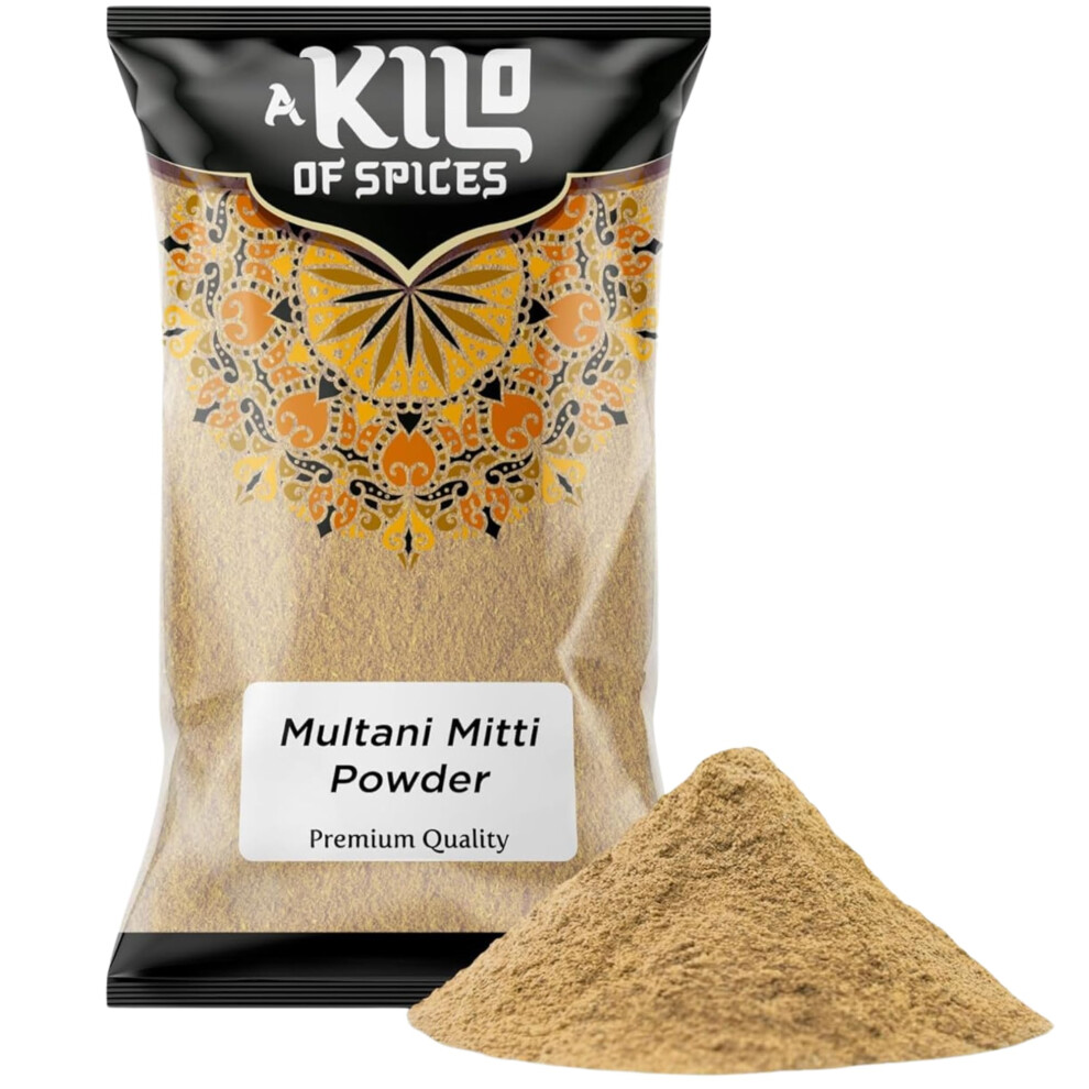 A Kilo Of Spices | Multani Mitti Powder 1Kg | Fullers Earth Indian Healing Clay Mud Mask | Pure Natural Bentonite Clay For Skincare - Smooth Skin