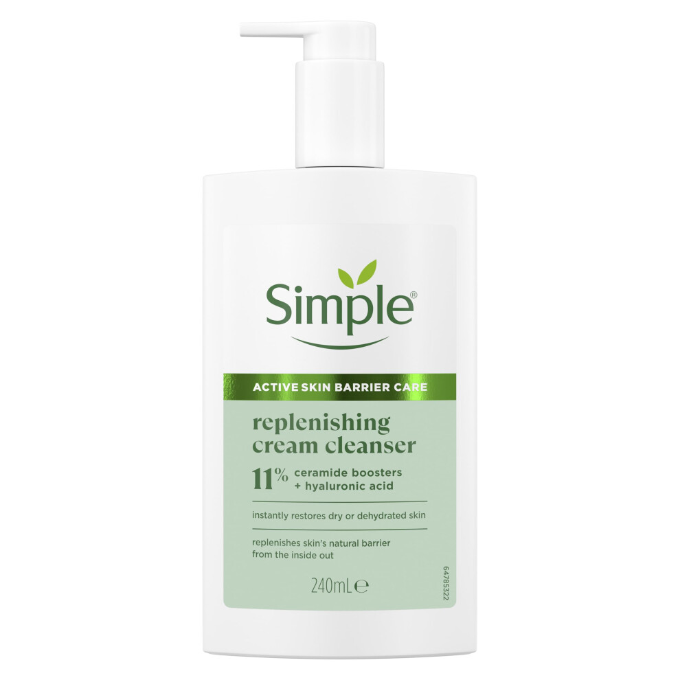 Simple Replenishing Cleanser ? Gentle Face Wash With Pro-Ceramides & Hyaluronic Acid ? Restores Dry, Dehydrated Skin & Strengthens Skin Barrier Cream
