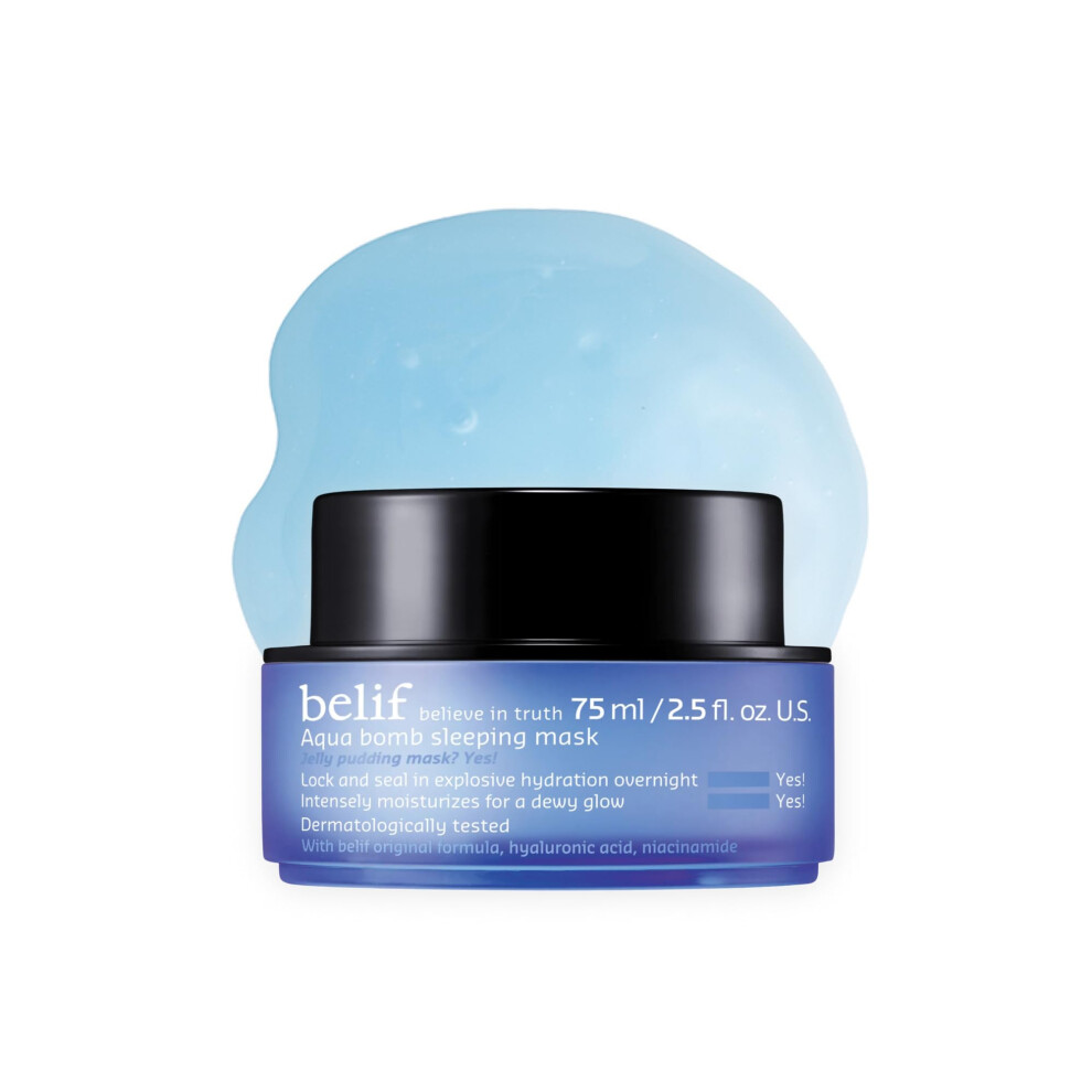 Belif Aqua Bomb Sleeping Mask | Pillow Proof Jelly-Pudding Overnight Sleeping Mask, Hydrating, Brightening And Revitalise Skin With Hyaluronic &