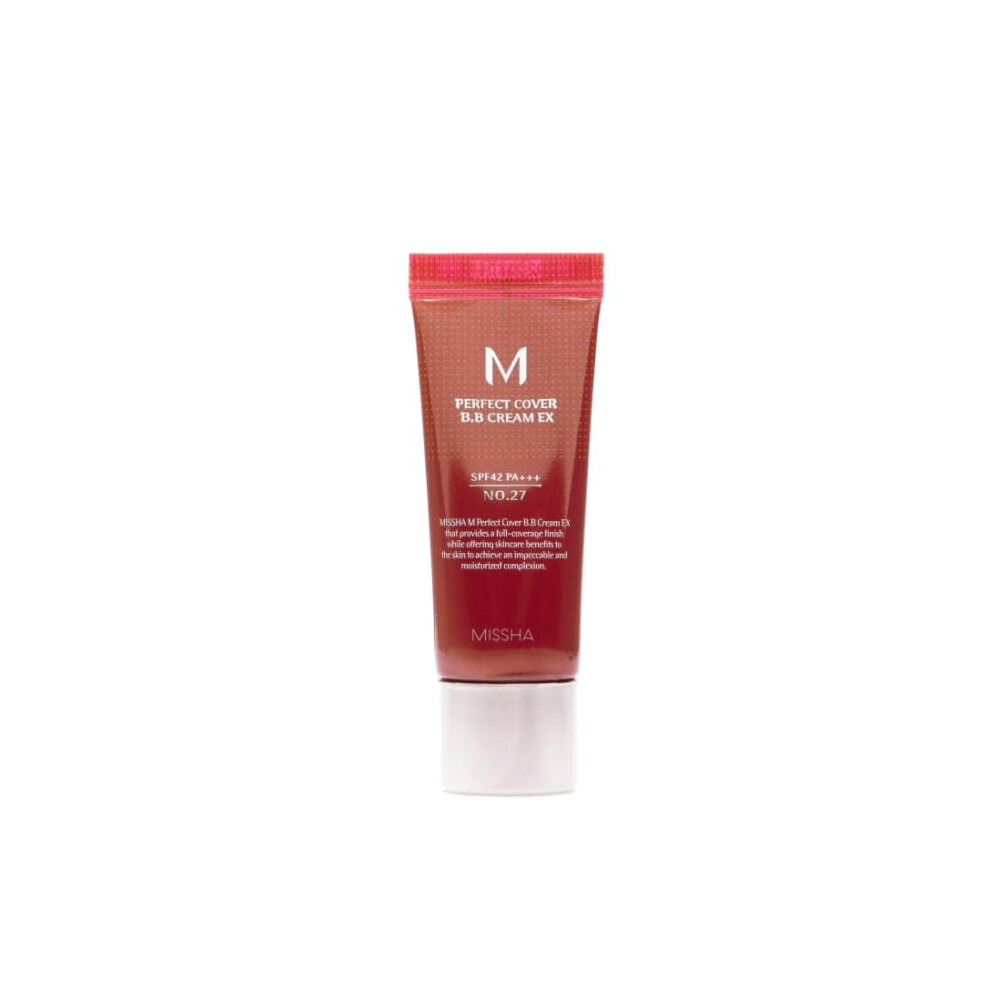 Missha - M Perfect Cover Bb Cream Ex Spf42 Pa+++ 20 Ml, Shade No.27 | Perfect Coverage | Sun Protection Spf 42 Pa+++ | Radiant And Even Skin, 1 G
