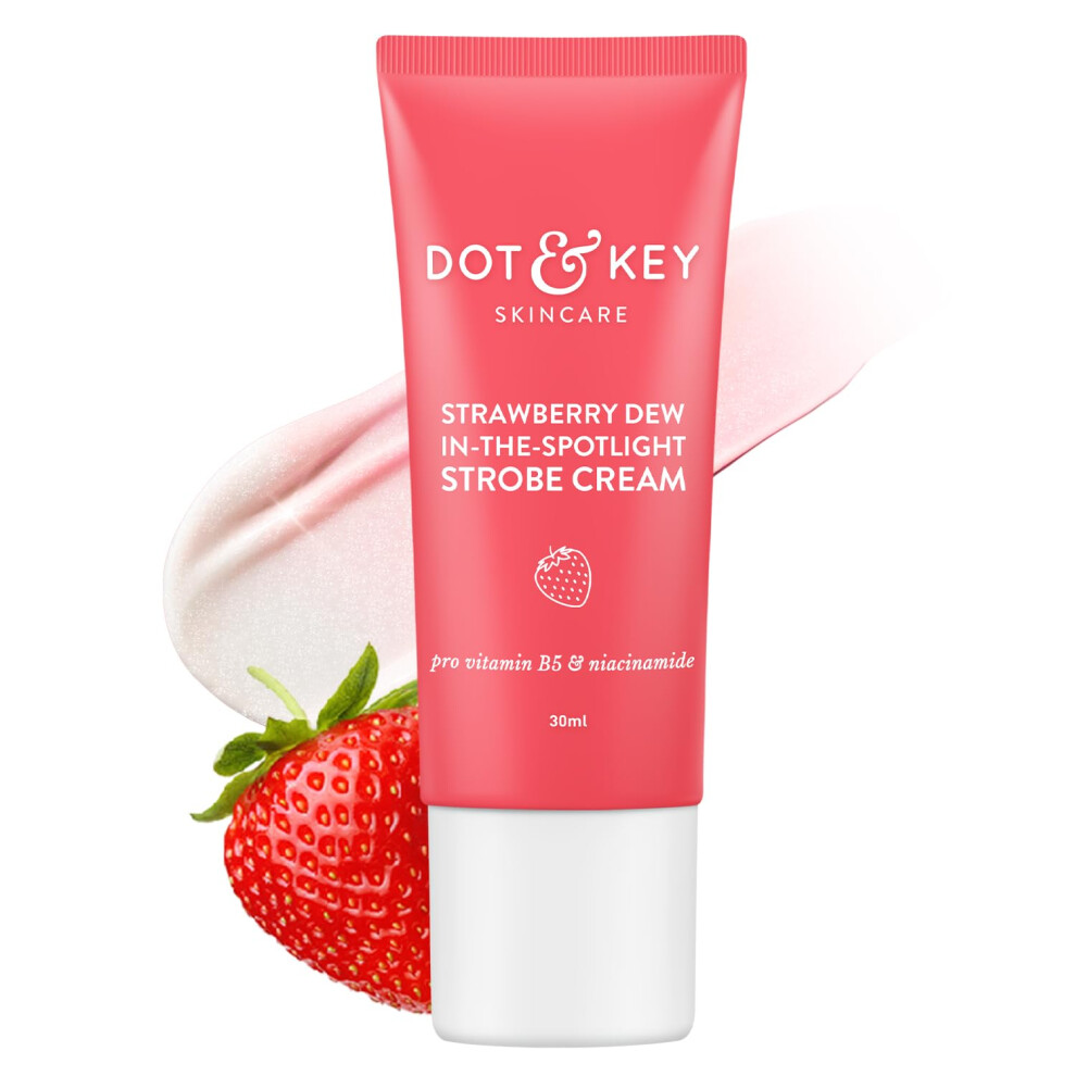 Dot & Key Cream Strawberry Dew Strobe For Face Skin Radiance | Moisturizer & Highlighter For Face | For Dewy Glazed Instant Glow | Boosts