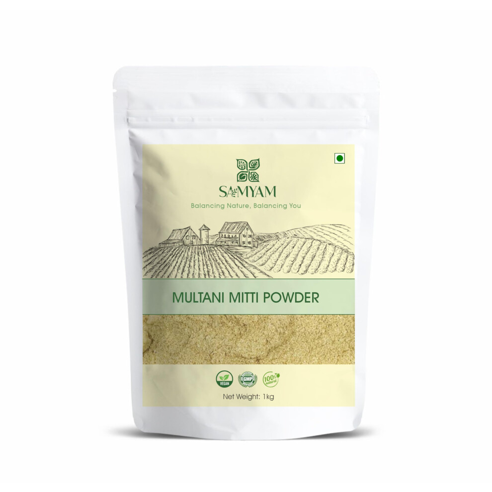Samyam Multani Mitti Facial Skin Cleanser Powder - 1Kg | Fuller's Earth, Bentonite Clay, Indian Healing Clay
