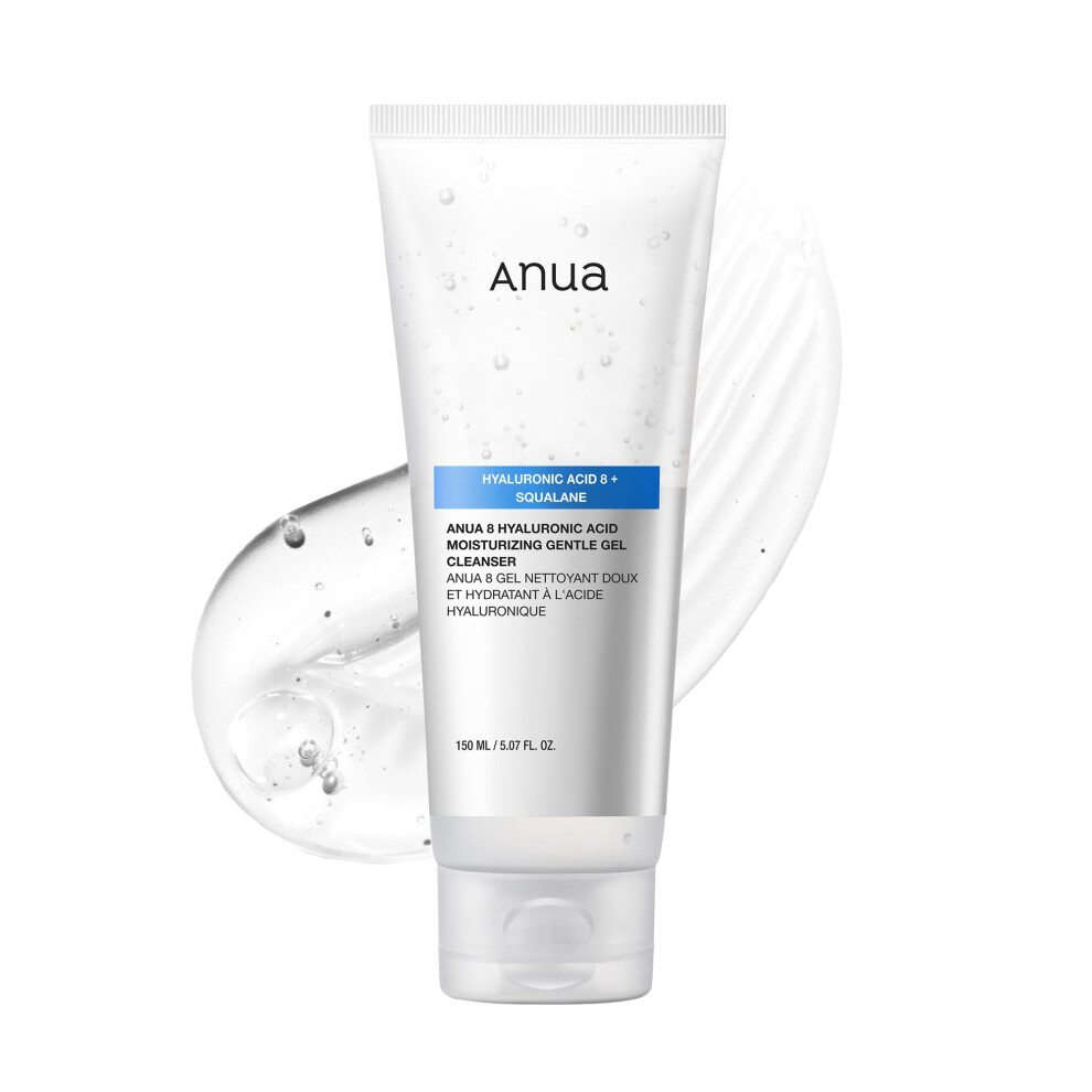 Anua Moisturizing Gentle Gel Cleanser, Hyaluronic Acid, Squalane, Ceramide, Foaming Facial Korean Cleanser, Ph Balance, Daily Hydrating Face Wash,
