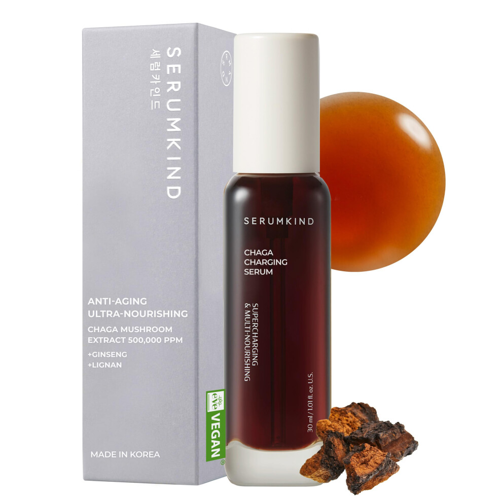 Srmknd Serumkind Serumkind Chaga Mushroom Serum For Face Korean Skincare - Beta Glucan Extract - Nourishing & Hydrating - Provides Deep Hydration For Extremely Dry