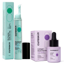 Cureskin Anti Aging Combo | Anti Aging Cream for Women | Collagen Boost Hyaluronic Acid Serum for Face | Under Eye Cream for Men and Women | Dark