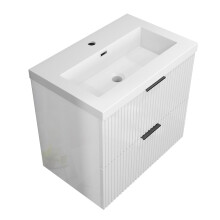 Gloss White 600mm Wall Hung Bathroom Vanity Unit with Resin Sink