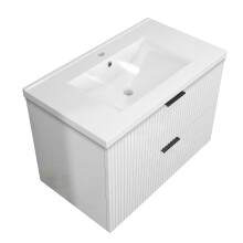 Gloss White 800mm Wall Hung Bathroom Vanity Unit with Ceramice Basin