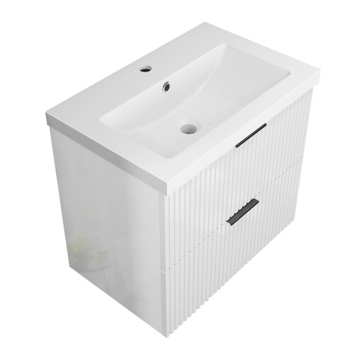 Vanity Unit Basin Sink Resin Gloss White Wall Hung 600mm