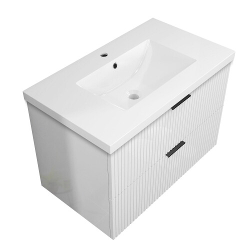 Vanity Unit Basin Sink Resin Gloss White Wall Hung 800mm