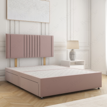 (5ft King, Pink) Monaco Divan Bed with Plush Velvet 24" Headboard and 2 Storage Drawer Included